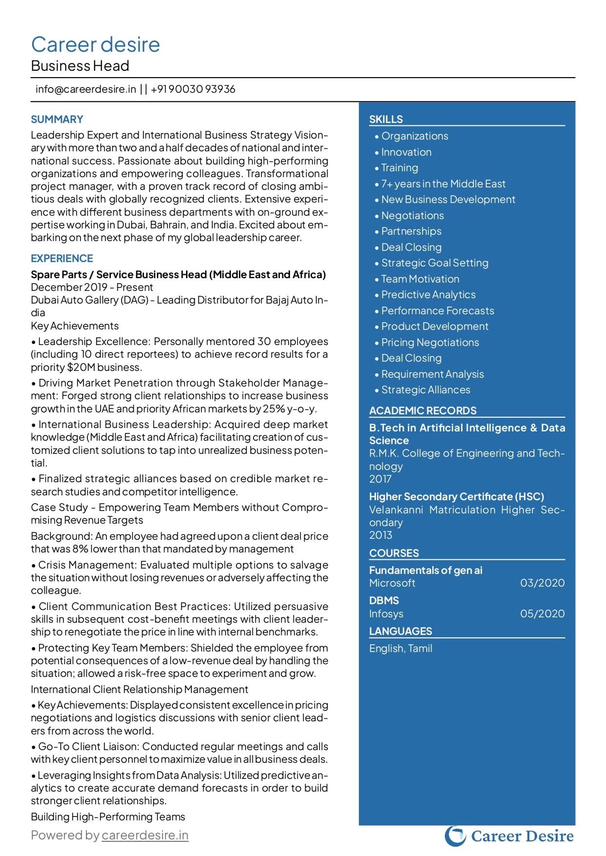 Resume Sample