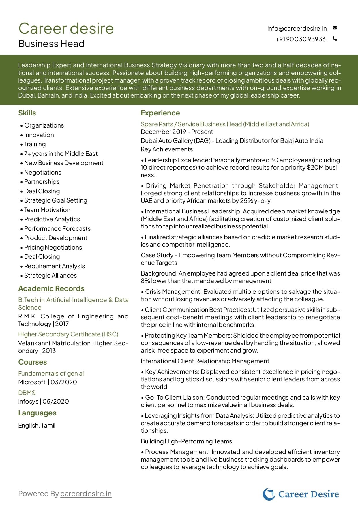 Resume Sample
